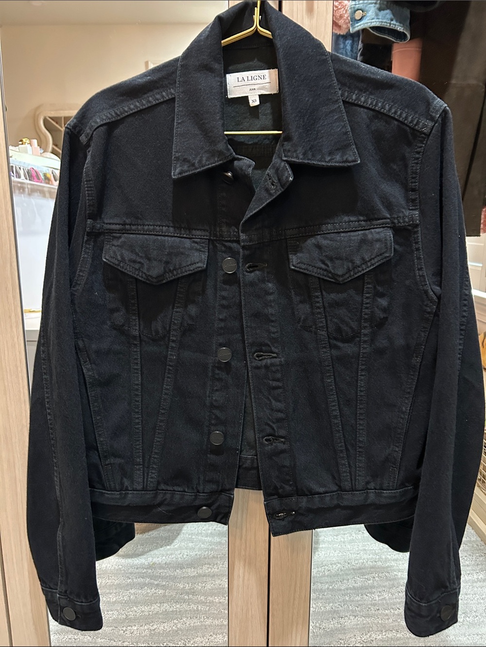 La Ligne Black Denim Jacket - Men's Lightweight Trucker